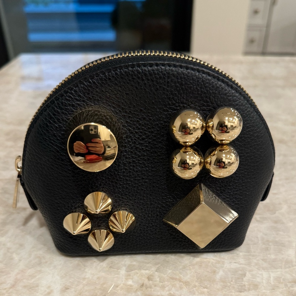 Christian Louboutin Black Leather Studded Cosmetic Pouch